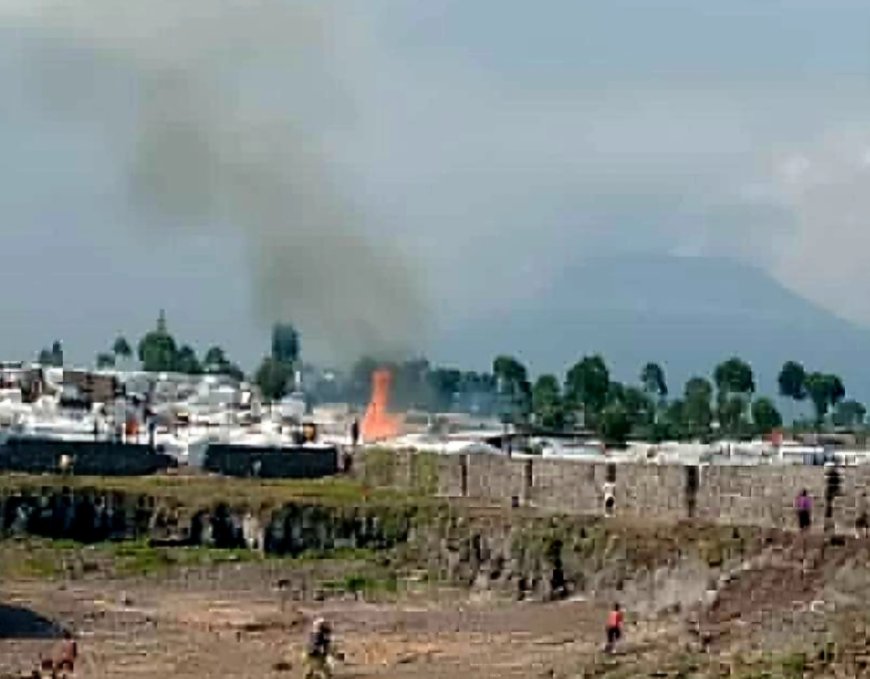 Goma : Un incendie d’origine inconnue ravage une cinquantaine d’abris de fortune dans le camp de Lushagala